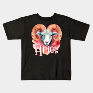 Aries on Watercolor Kids T-Shirt